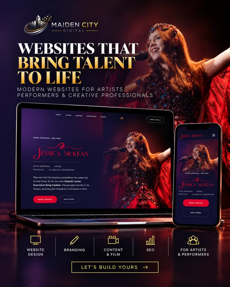 The Jessica McKean website, shown on a laptop and a phone