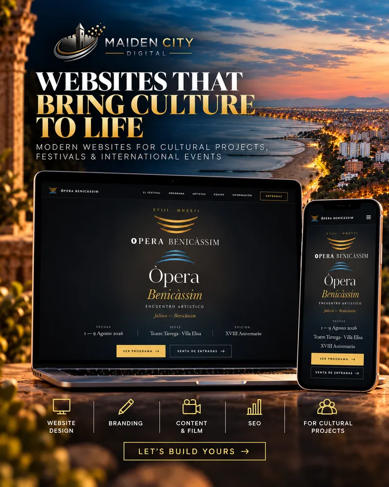 The Opera Benicassim website, shown on a laptop and a phone