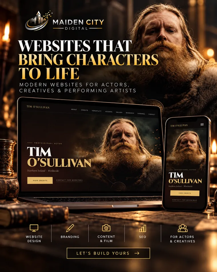 The Tim O'Sullivan website, shown on a laptop and a phone